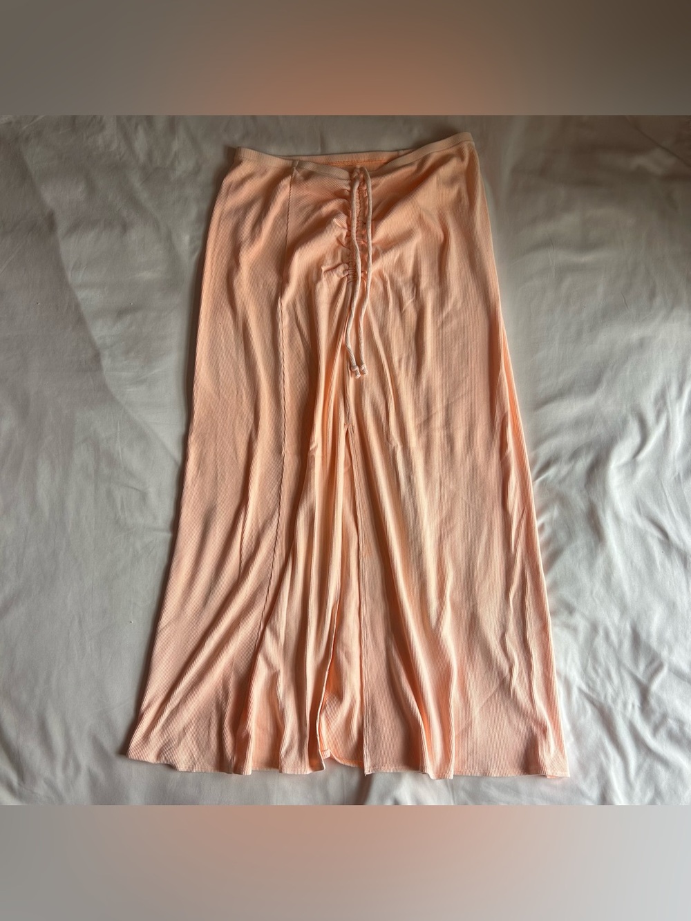 Aerie Beachwalk Ribbed Midi Skirt – Peach/Coral – Size Medium